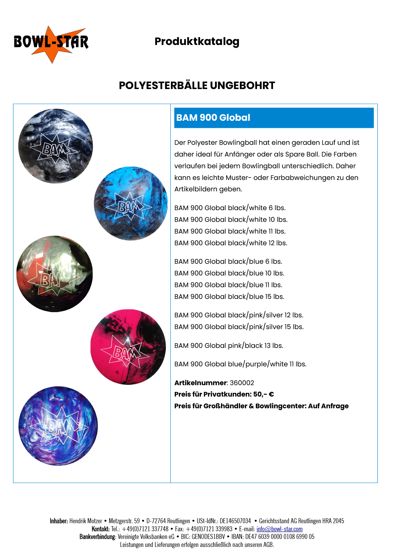 Polyesterbälle ungebohrt